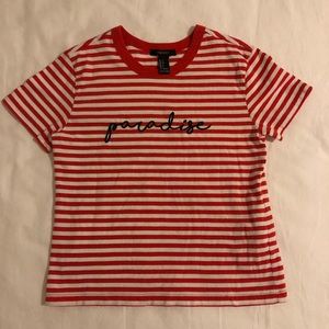red and white striped “paradise” t shirt